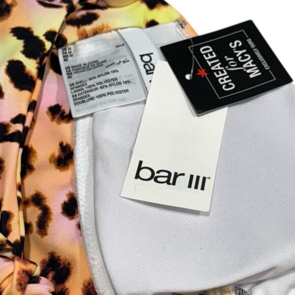 NWT! Bar III Leopard Print Banded Ring Top & High-Rise Bikini Bottom - Size M - Picture 6 of 8